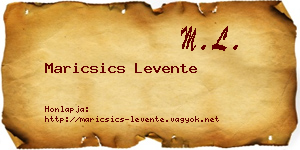 Maricsics Levente névjegykártya